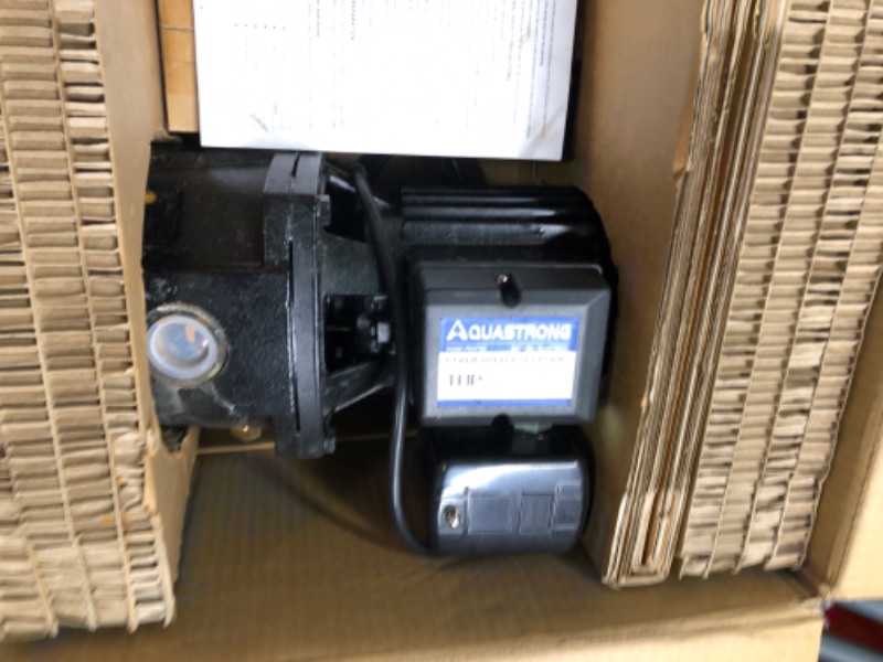 Photo 1 of Aquastrong 1HP Shallow/Deep Well Jet Pump, 1554GPH, Cast Iron, Well Depth Up to 25ft/90ft, 115V/230V Dual Voltage, Automatic Pressure Switch