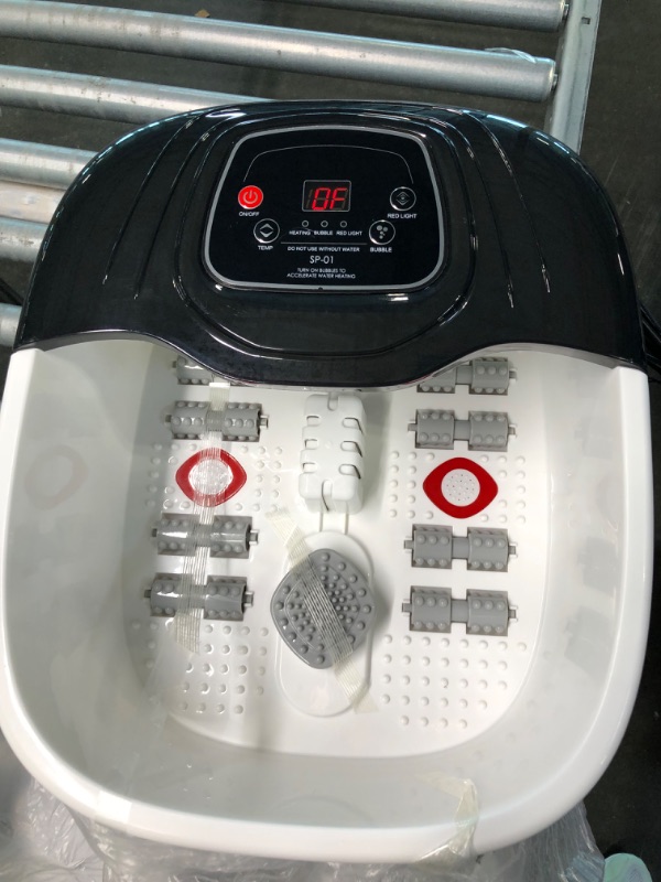 Photo 4 of Foot Spa Bath Massager with Heat, Epsom Salt,Bubbles, Vibration and Red Light,8 Massage Roller Pedicure Foot Spa Tub for Stress Relief,Foot Soaker with Acupressure Massage Points&Temperature Control