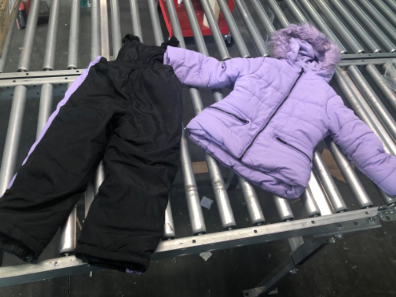 Photo 2 of Arctic Quest Infant, Toddler & Young Girls Puffer Ski Jacket and Snowbib Snowsuit Set Grey & Black 2T