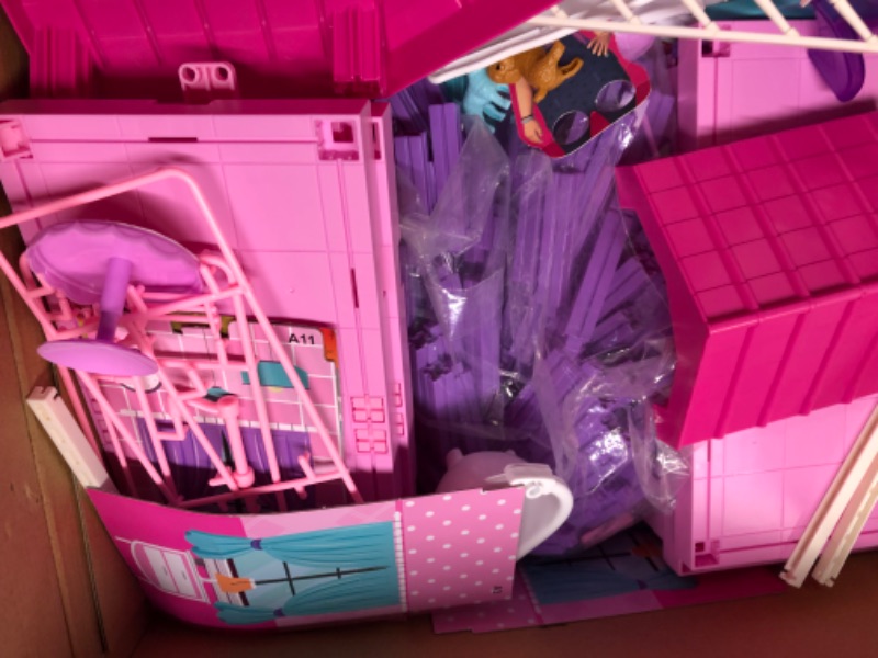 Photo 4 of Doll House, Dollhouse w/ Furniture - Pink / Purple Girl Toys | 4 Stories, 11 Rooms w/ 2 Princesses, Slide, Lights, Gifts for 3 4 5 6 7 8 9 10 Year Old Girls Toys(27.6" x 26.8" x 35.8")