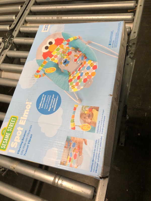 Photo 2 of Bright Starts Sesame Street Baby Bouncer Soothing Vibrations Infant Seat - I Spot Elmo! with Cookie Monster and Big Bird - Removable toy-bar, 0-6 Months Up to 20 lbs, Factory sealed
