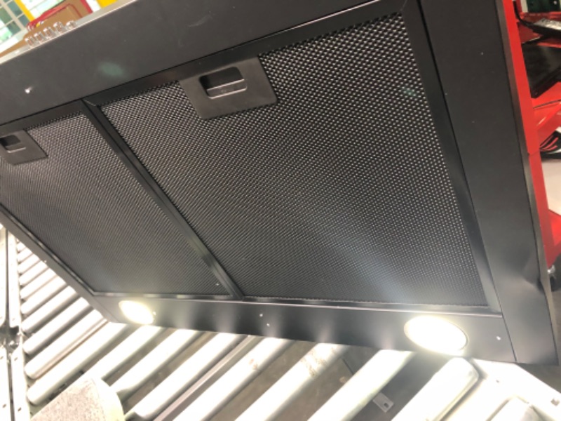 Photo 3 of FIREGAS Black Range Hood 30 inch, Black Stainless Range Hood 30 inch with 3 Speed Exhaust Fan, Push Button, LEDs, Chimney Style Stove Vent hood, Ducted/Ductless Convertible, Charcoal Filter included