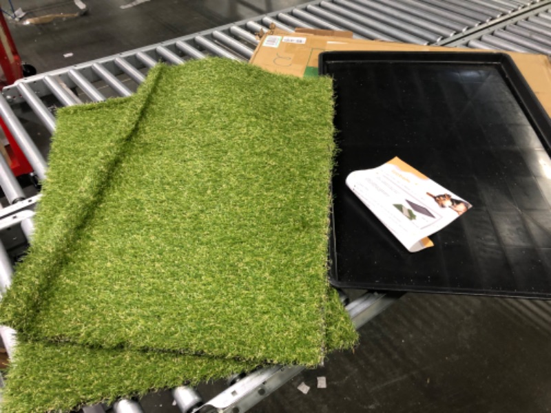 Photo 2 of LOOBANI Large Dog Grass Porch Potty Tray, Replacement Artificial Grass Puppy Training Pads, Washable Pee Pads, Portable Dog Potty for Indoor/Outdoor Use Pet Tray System 35" x 23"