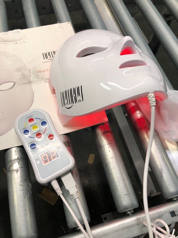 Photo 3 of NEWKEY Led Face Mask Light Therapy, 7 Led Light Therapy Facial Skin Care Mask - Blue & Red Light for Acne Photon Mask - Korea PDT Technology for Acne Reduction