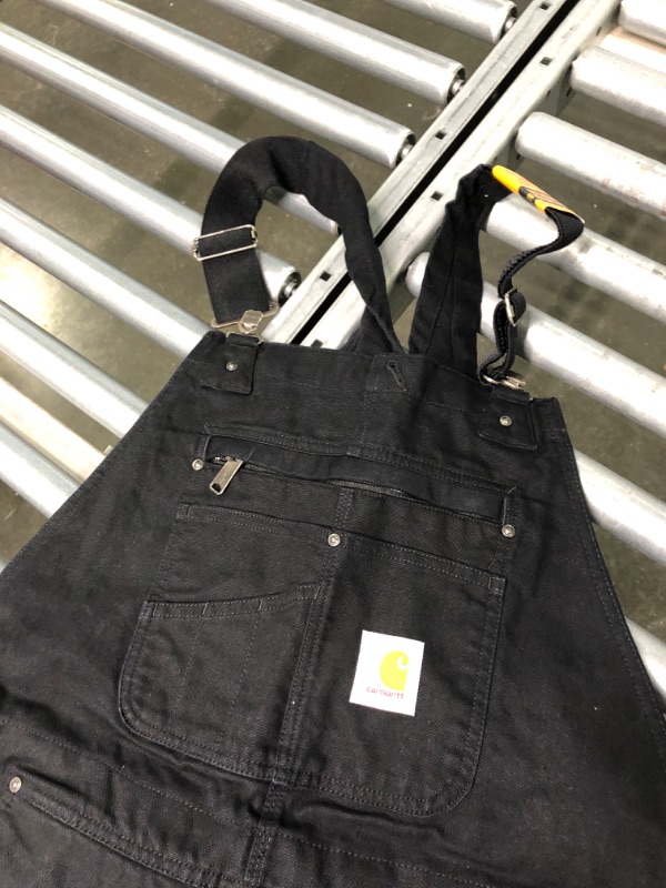 Photo 2 of Carhartt mens Loose Fit Washed Duck Insulated Bib Overall Medium Black Size M