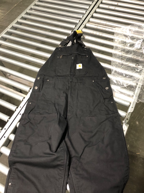 Photo 3 of Carhartt mens Loose Fit Washed Duck Insulated Bib Overall Medium Black Size M