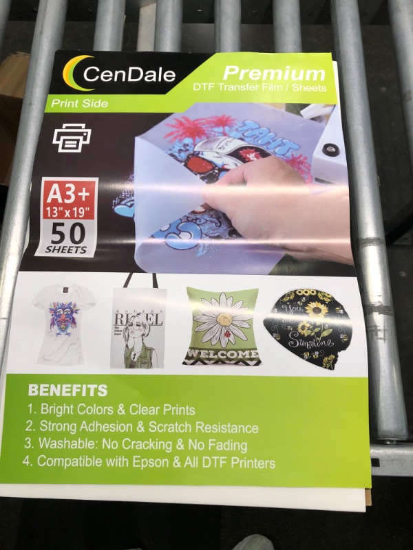 Photo 3 of CenDale Premium DTF Transfer Film 13"x19" - A3 Plus 50 Sheets Double-Sided Matte Clear PreTreat Sheets PET Heat Transfer Paper for DIY Direct Print on All Fabric and Colors T-Shirts Textile