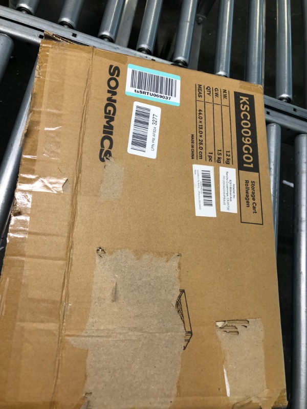 Photo 1 of SONGMICS 3-Tier Rolling Cart, Storage Cart with Wheels, Space-Saving Rolling Storage Cart, for Bathroom, Kitchen, Living Room, Office, 15.7 x 8.7 x 23.6 Inches, Gray UKSC009G01 Grey 15.7 x 8.7 x 23.6 Inches