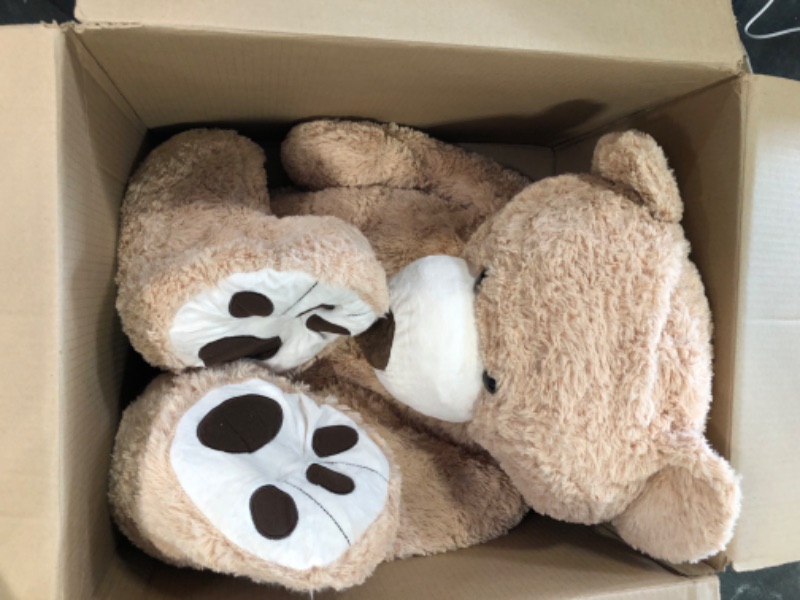 Photo 1 of DOLDOA Big Teddy Bear Stuffed Animals with Footprints Plush Toy for Girlfriend 51 inch (Brown)