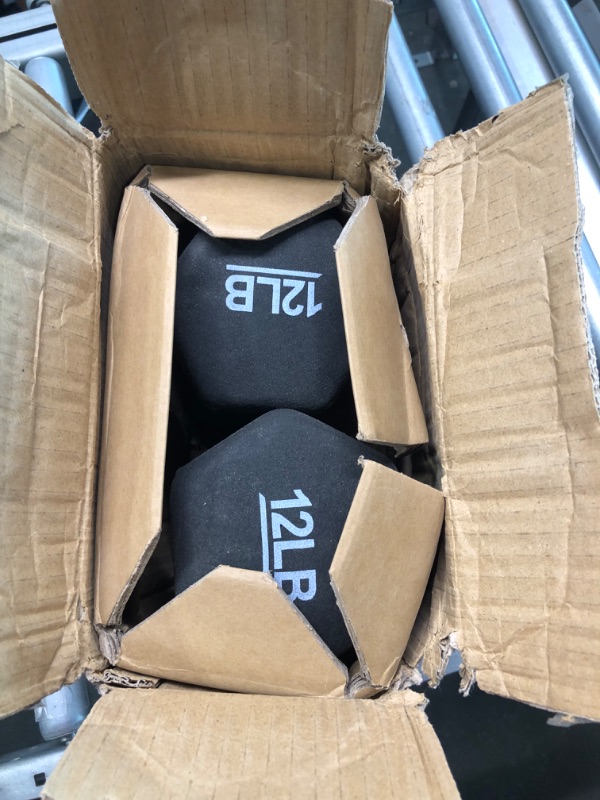 Photo 1 of Amazon Basics Neoprene Coated Dumbbell Hand Weight Set, 12-Pound, Set of 2, Black & Vinyl Kettlebell - 20 Pounds, Orange