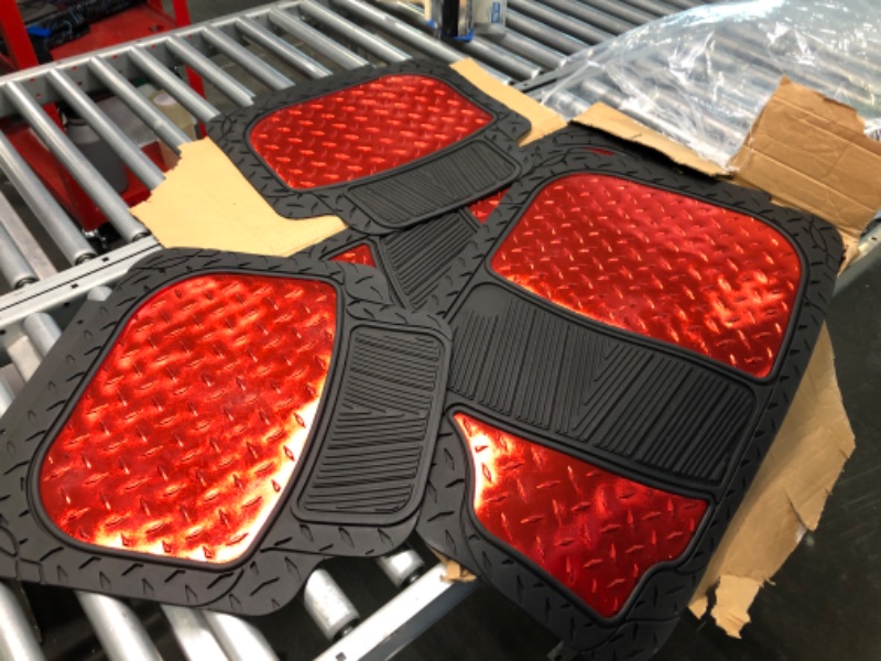 Photo 2 of Automotive Floor Mats Red Universal Fit Climaproof for All Weather Protection Heavy Duty Rubber fits Most Cars, SUVs, and Trucks, Trim to Fit Design FH Group F11315RED