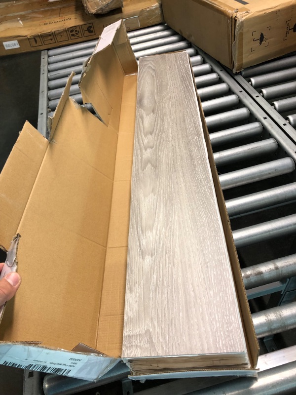 Photo 3 of Art3d Peel and Stick Floor Tile Vinyl Wood Plank 36-Pack 54 Sq.Ft, Light Grey, Rigid Surface Hard Core Easy DIY Self-Adhesive Flooring 36 x 6 x 0.1 inches Light Grey 36