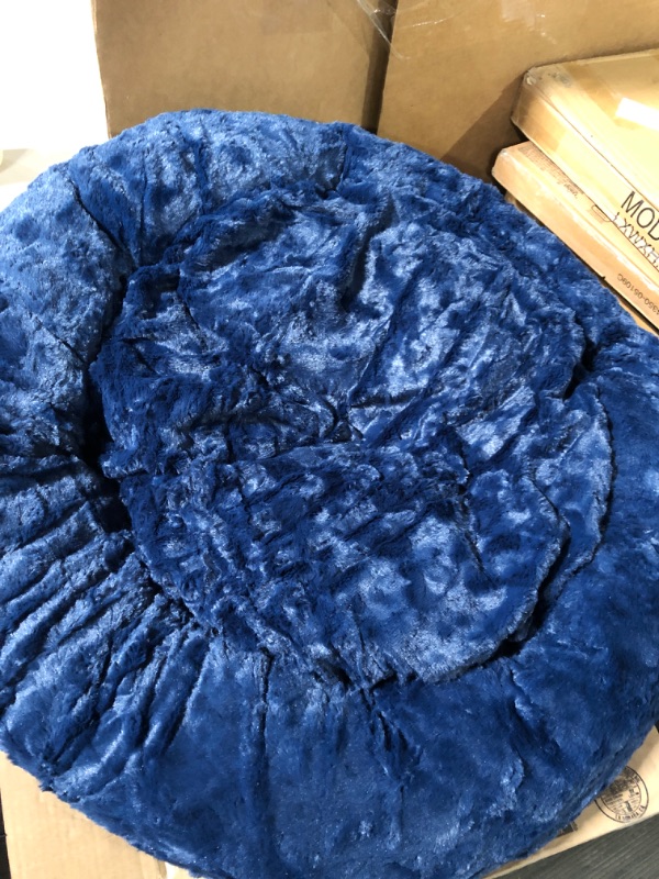 Photo 2 of Best Friends by Sheri The Original Calming Donut Cat and Dog Bed in Lux Fur Navy, Small 30x30
