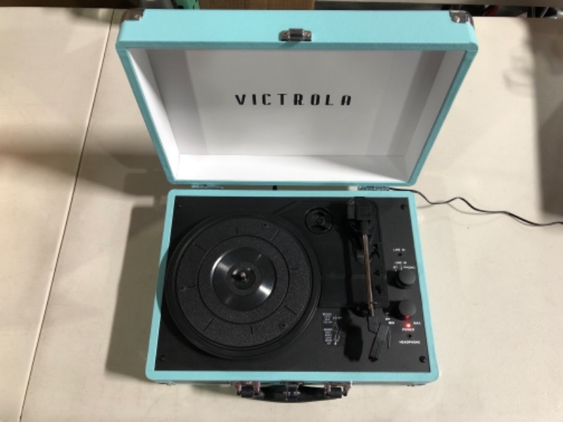 Photo 2 of Victrola Vintage 3-Speed Bluetooth Portable Suitcase Record Player with Built-in Speakers | Upgraded Turntable Audio Sound