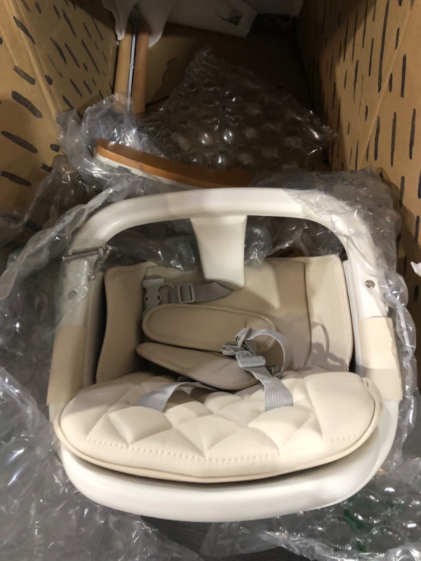 Photo 2 of **USED** 3-in-1 Convertible Wooden High Chair,Baby High Chair with Adjustable Legs & Dishwasher Safe Tray, Cream Color