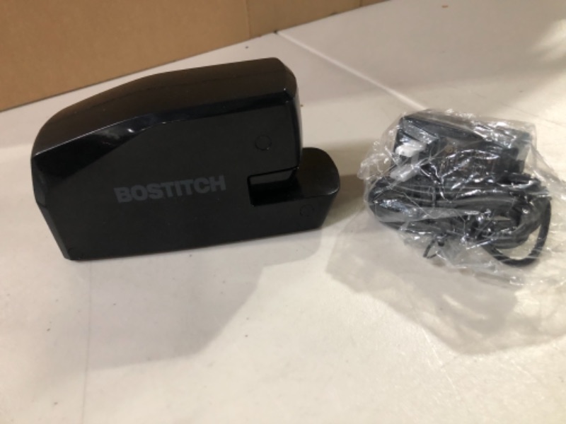 Photo 2 of Bostitch Office Portable Electric Stapler, 20 Sheets, AC or Battery Powered, Black (MDS20-BLK)