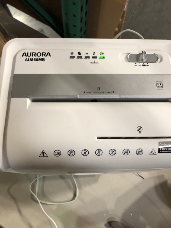 Photo 2 of Aurora AU1275MA Professional Grade 12-Sheet Micro-Cut Paper and CD/Credit Card Shredder/ 60 Minutes Continuous Run Time, White/Gray 12-Sheet Micro-cut/60-min Run Time Shredder