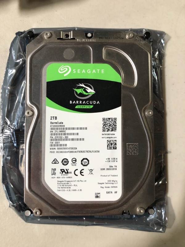 Photo 2 of Seagate BarraCuda 2TB Internal Hard Drive HDD – 3.5 Inch SATA 6Gb/s 7200 RPM 256MB Cache – Frustration Free Packaging (ST2000DM008/ST2000DMZ08) 2TB HDD