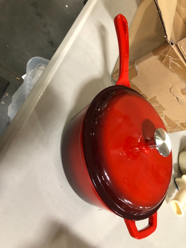 Photo 1 of amazon commercial enameled cast iron red