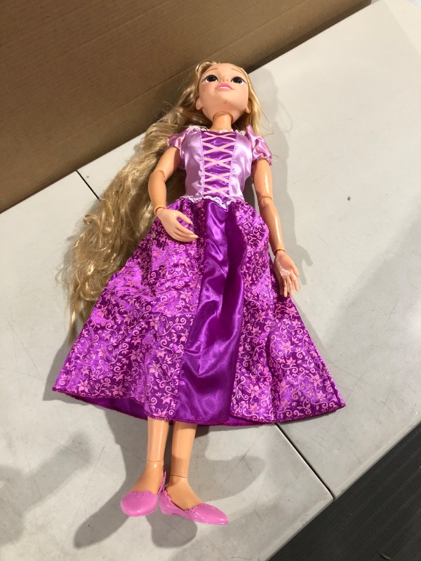 Photo 2 of Disney Princess Rapunzel 32" Playdate, My Size Articulated Doll, Comes with Brush to Comb Her Long Golden Locks, Movie Inspired Purple Dress, Removable Shoes & A Tiara