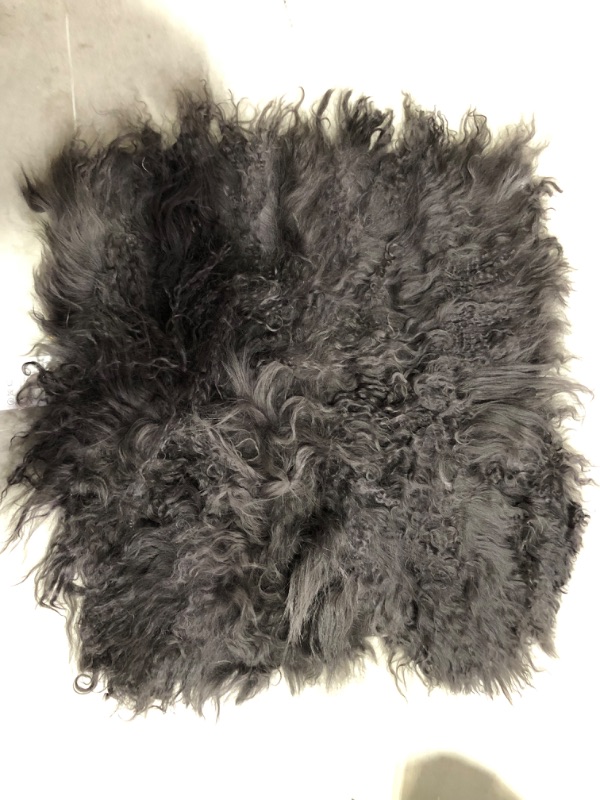 Photo 2 of Bloomingville Charcoal Color Square Mongolian Lamb Fur Seat Cover