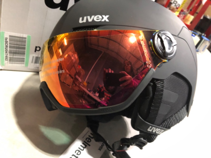 Photo 2 of ***SEE NOTES***uvex Wanted Visor ski Helmet for Women & Men - Adjustable Helmet with Integrated Visor glacier - rhino mat LARGE (22 5/6 - 24 2/5 in)
