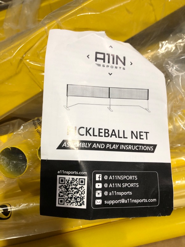 Photo 2 of A11N Portable Pickleball Net System, Regulation Size Net with Carrying Bag (Yellow&Black)