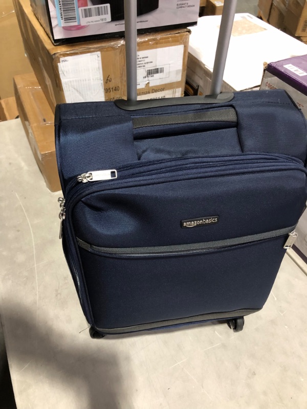 Photo 3 of Amazon Basics Softside Carry-On Spinner Luggage Suitcase - 21 Inch, Navy Blue Navy Blue 21-inch Suitcase