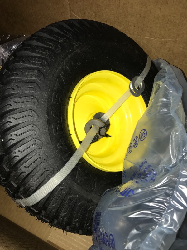 Photo 1 of 15x6.00-6" Front Tire Assembly Replacement for 100 and 300 Series John Deere Riding Mowers - 2 pack