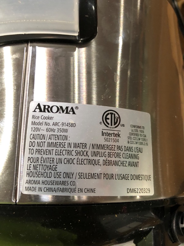 Photo 2 of **SEE NOTES**
Aroma Housewares ARC-914SBD Digital Cool-Touch Rice Grain Cooker