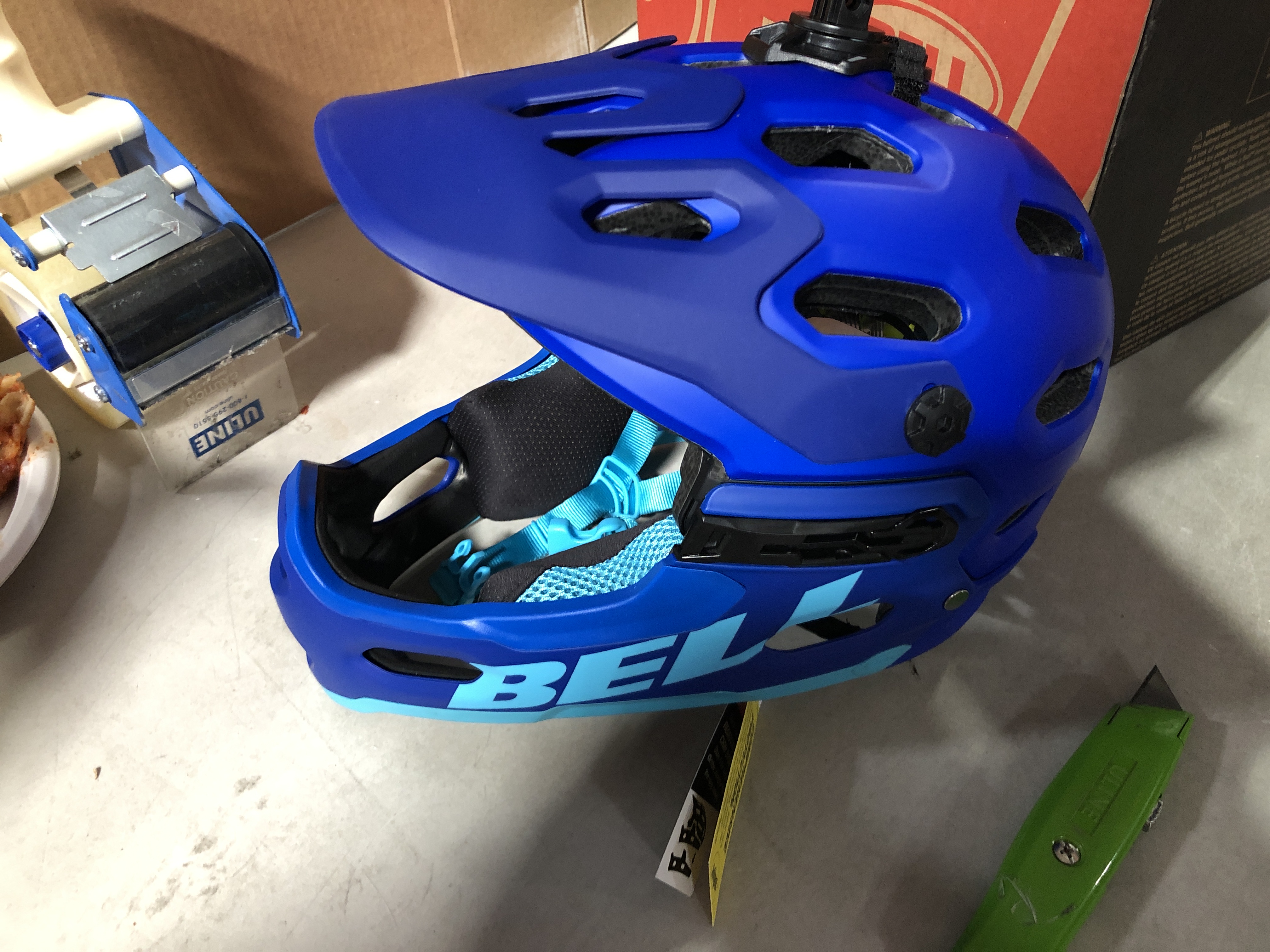 Photo 2 of BELL Super 3R MIPS Adult Mountain Bike Helmet Matte Blue/Bright Blue (2023) Medium (55-59 cm)