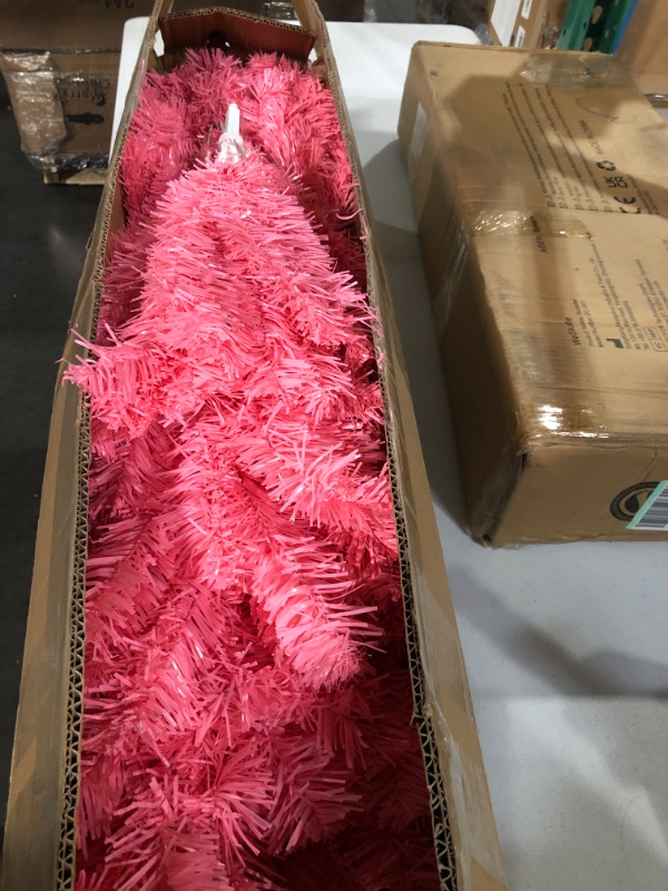 Photo 2 of **NEW** Prextex 6 Feet Pink Christmas Tree - Premium Artificial Spruce Hinged Pink Christmas Tree 
