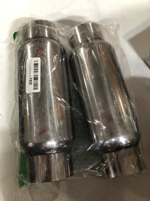 Photo 2 of 3" Inlet 3" Outlet Exhaust Muffler, Pair of 3 Inch Resonator Universal Stainless Steel Exhaust Muffler Resonator for Cars, 12" Overall Length 3 Inch Inlet 3 Inch Outlet