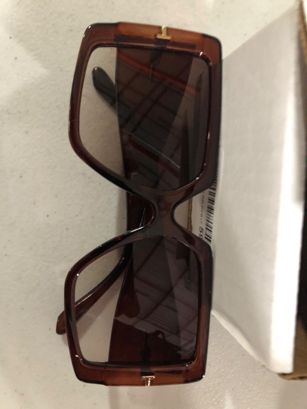 Photo 2 of  Oversized Sunglasses for Women Vintage Square Sunglasses UV400  Brown Lens