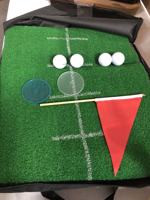 Photo 2 of 2-FNS Golf Putting Mat, Golf Putting Green Pong Game Set 4 Golf Balls, 12 Hole Covers 