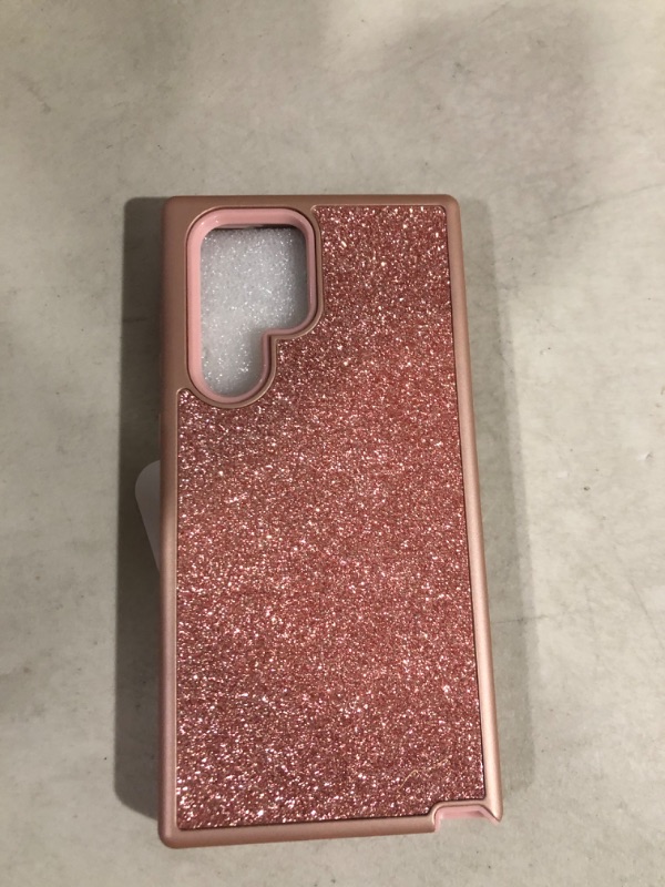Photo 2 of Coolwee Pink Full Protective Case for Galaxy S22 Ultra 5G Heavy Duty Hybrid 3 in 1 Rugged Shockproof Women Girls Transparent for Samsung Galaxy S22 Ultra 6.8 inch Rose Gold Rose gold pink glitter