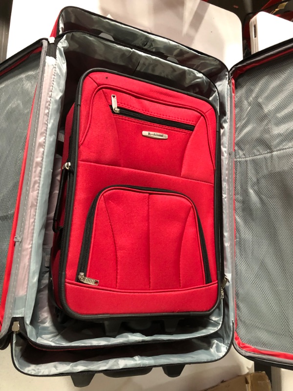 Photo 3 of -SEE NOTES-Rockland Journey Softside Upright Luggage Set, Red, 4-Piece (14/19/24/28) 4-Piece Set (14/19/24/28) Red