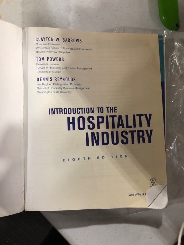 Photo 2 of Introduction to the Hospitality Industry 8th Edition