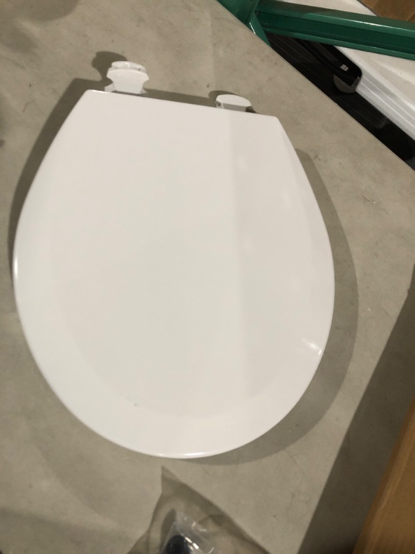 Photo 2 of *USED* Bemis 500EC 390 Toilet Seat with Easy Clean & Change Hinges, Round, Durable Enameled Wood, Cotton White, (1)