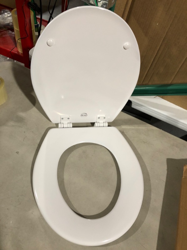 Photo 3 of *USED* Bemis 500EC 390 Toilet Seat with Easy Clean & Change Hinges, Round, Durable Enameled Wood, Cotton White, (1)