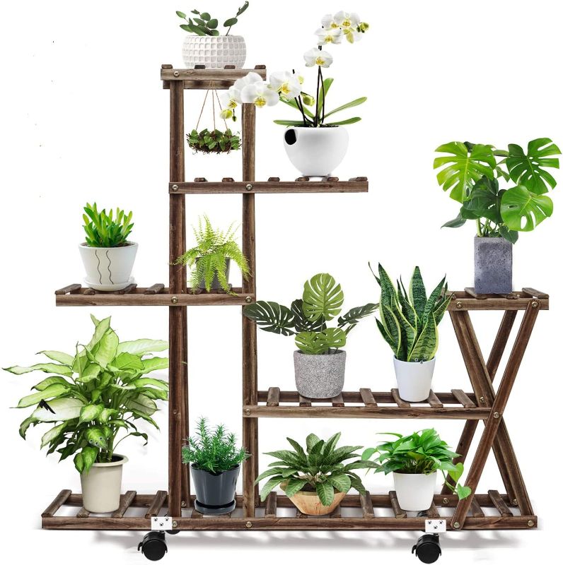 Photo 1 of **SEE NOTES**
cfmour Wood Plant Stand Indoor Outdoor, Plant Display Multi Tier Flower Shelves Stands