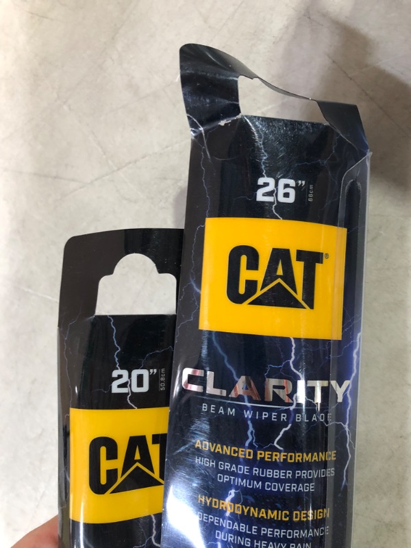 Photo 1 of Set of 2 - 20" and 26" Caterpillar Clarity Premium Performance All Season Replacement Windshield Wiper Blades for Car Truck Van SUV 