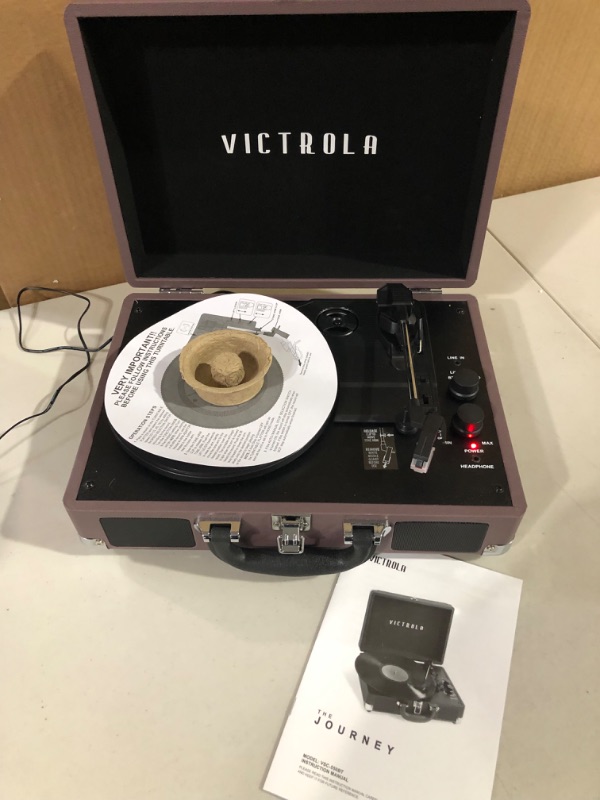 Photo 2 of Victrola Vintage 3-Speed Bluetooth Portable Suitcase Record Player with Built-in Speakers | Upgraded Turntable Audio Sound| Includes Extra Stylus | Magenta, Model Number: VSC-550BT-MAG Magenta Record Player