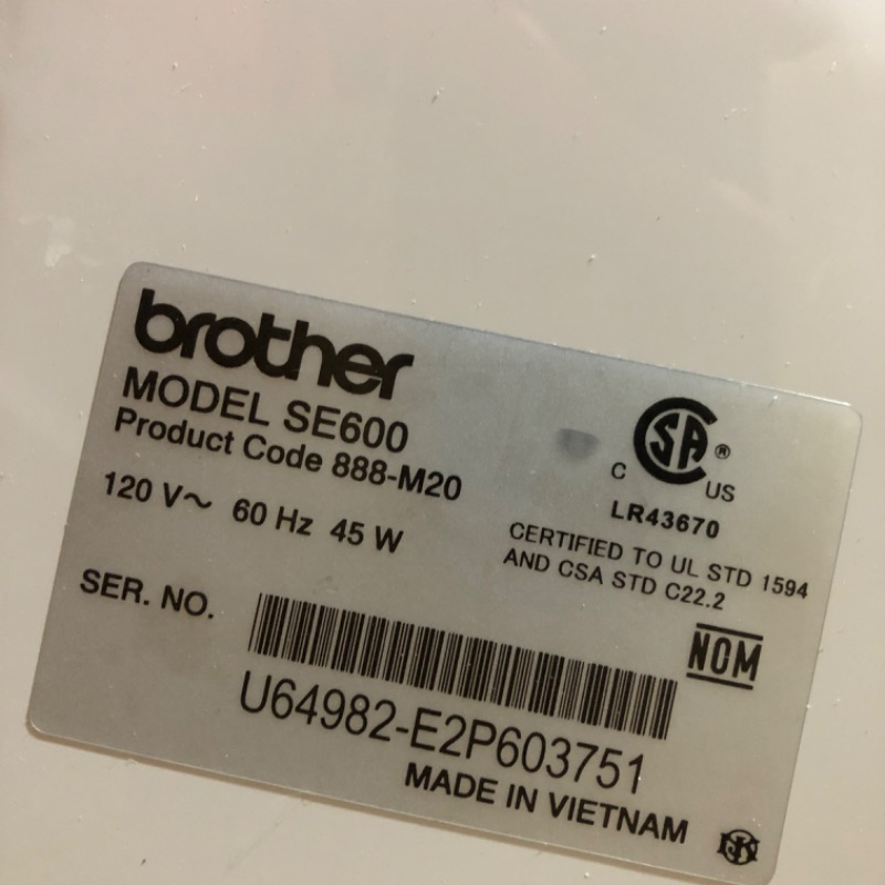 Photo 2 of [USED] Brother SE600 Sewing and Embroidery Machine