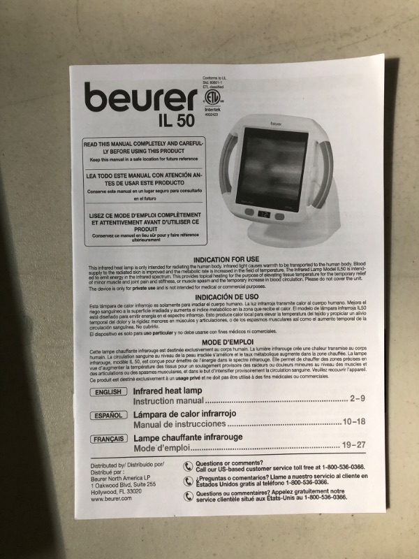 Photo 1 of [USED] Beurer IL50 Infrared Heat Lamp