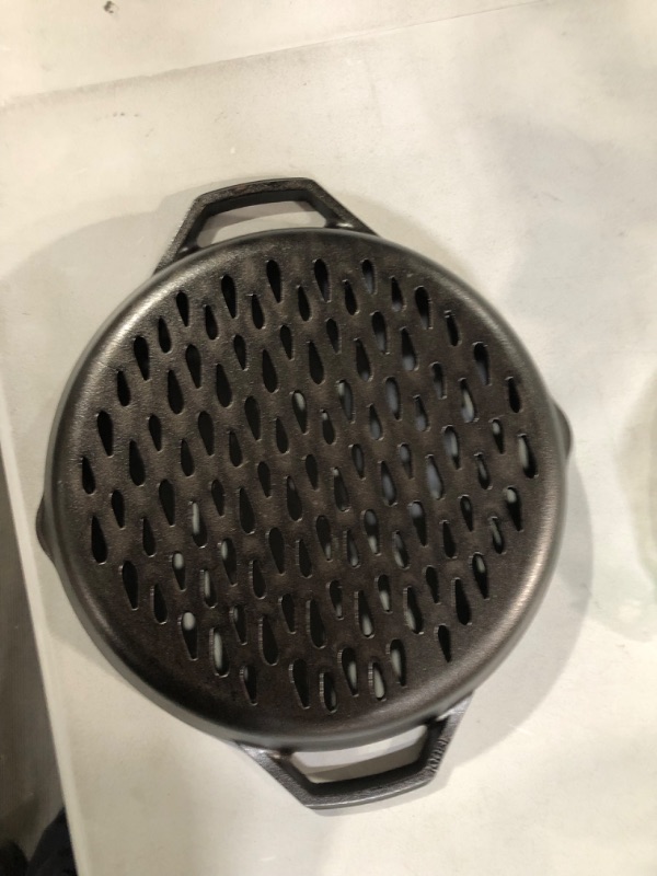 Photo 2 of 12" Cast Iron Dual Handle Grill Basket 12 Inch Grill Basket