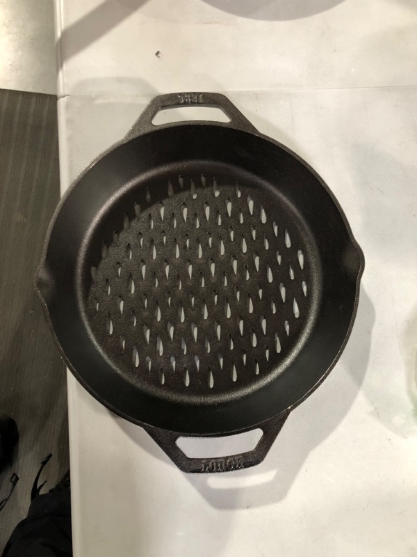 Photo 3 of 12" Cast Iron Dual Handle Grill Basket 12 Inch Grill Basket