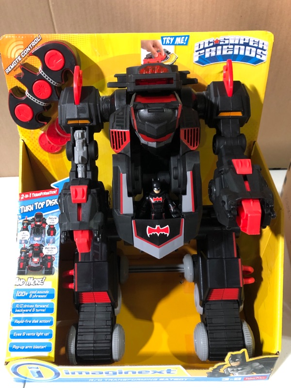 Photo 2 of Fisher-Price Imaginext DC Super Friends, R/C Transforming Batbot Red Batbot