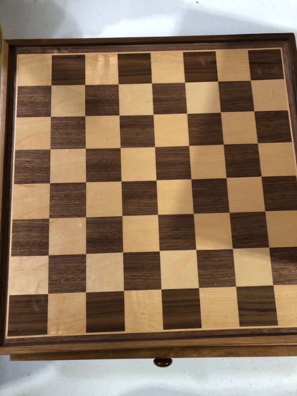 Photo 2 of AMEROUS 15" x 15" Wooden Chess & Checkers Set with Built-in Storage Drawers