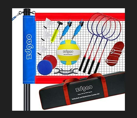 Photo 1 of  Portable Outdoor Badminton Net with Winch System, 4 Badmitton Rackets, 3 Nylon Shuttlecocks